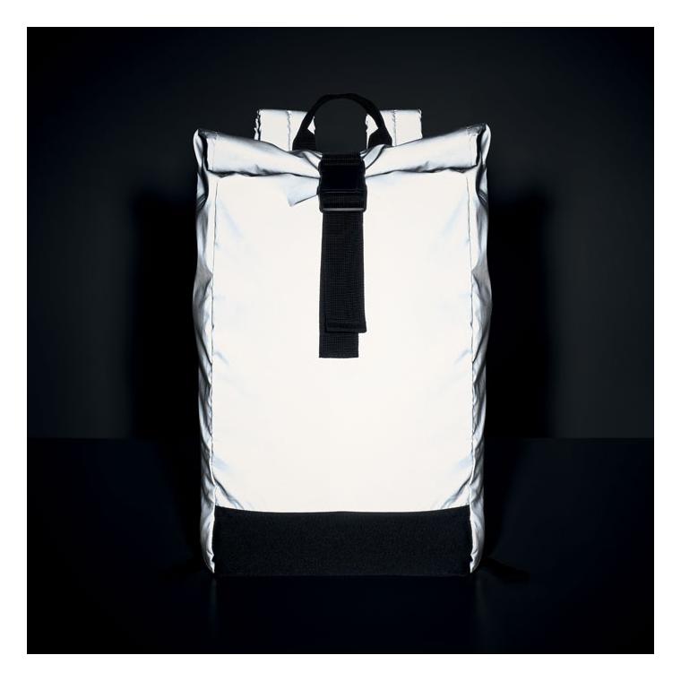 Rucsac rolltop reflectorizant BRIGHT ROLLPACK Argintiu mat