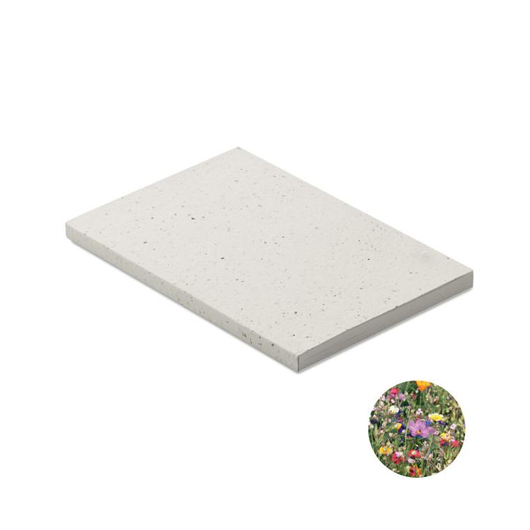Notebook A5 cu copertă din hârtie cu semințe SEED BOOK Alb