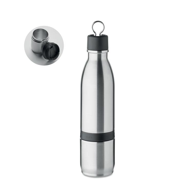 Sticlă 2 în 1 cu perete dublu 500 ml ATERA Argintiu mat