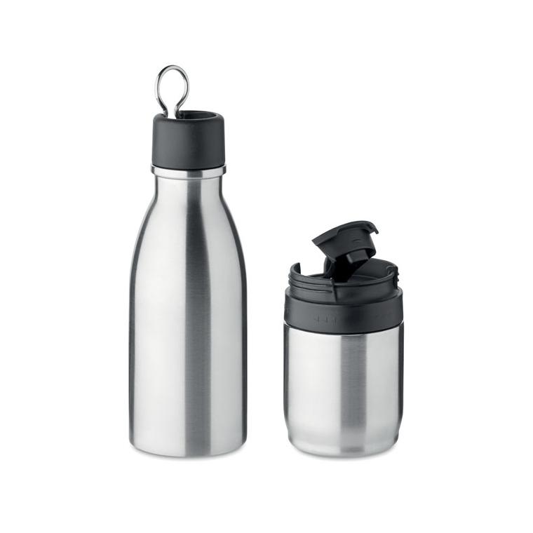 Sticlă 2 în 1 cu perete dublu 500 ml ATERA Argintiu mat