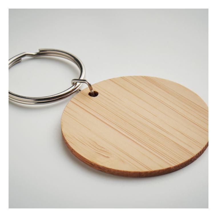 Breloc rotund din bambus ROUNDBOO Natur