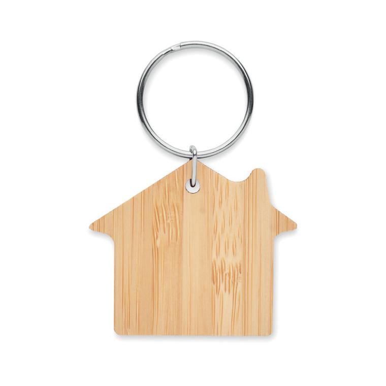 Breloc din bambus în formă de casă HOUSEBOO Natur