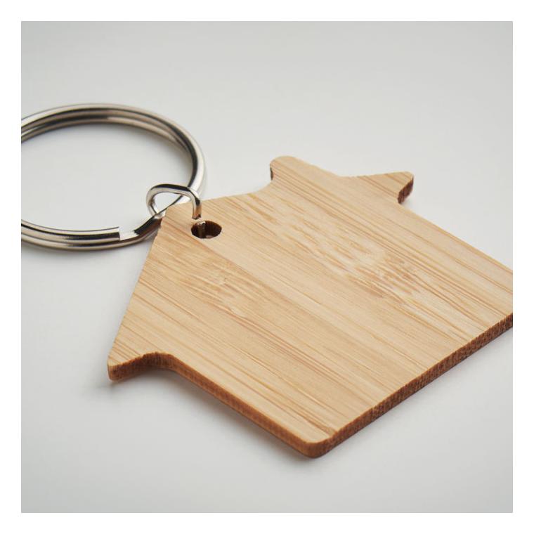 Breloc din bambus în formă de casă HOUSEBOO Natur