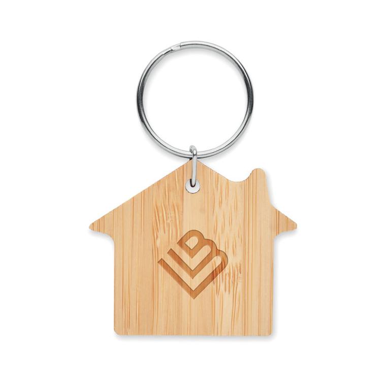Breloc din bambus în formă de casă HOUSEBOO Natur
