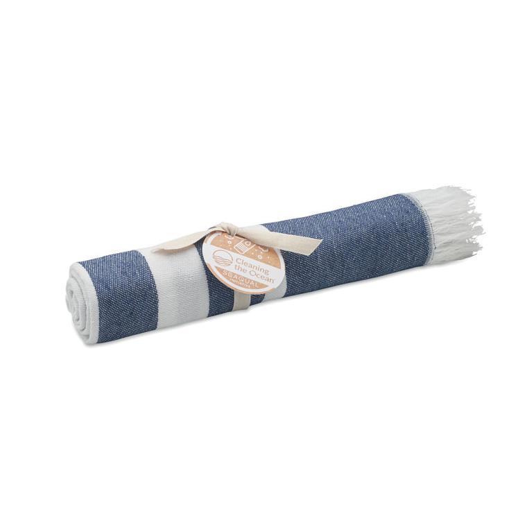 Prosop hammam SEAQUAL® 100 x 170 cm WAVE Albastru