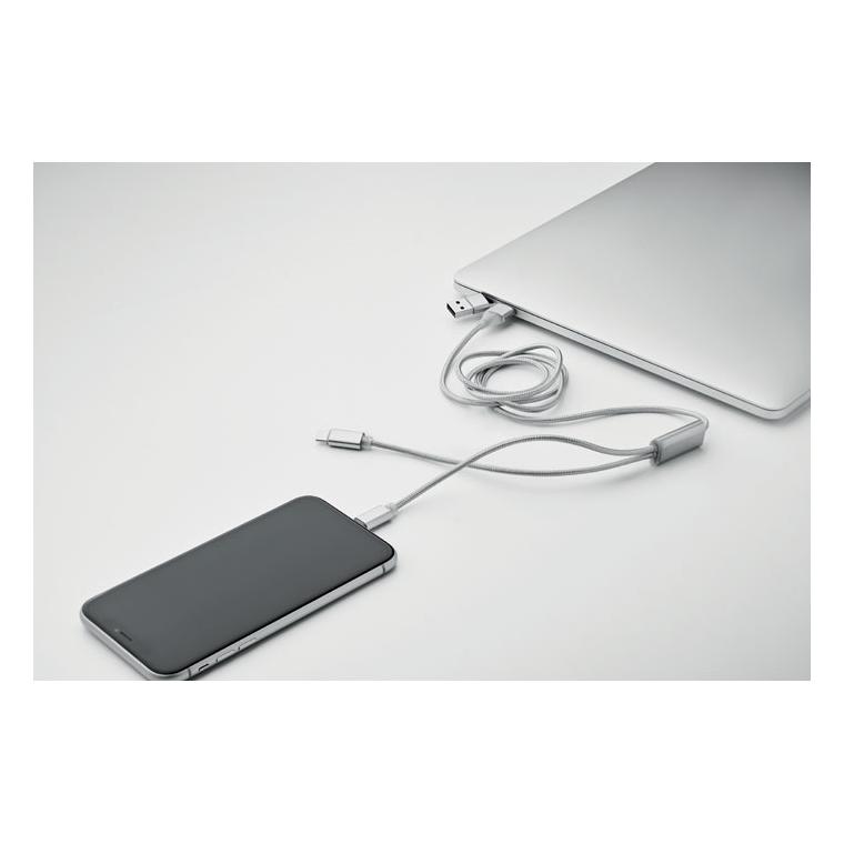 Cablu lung de încărcare 2în1 CABLONG Argintiu