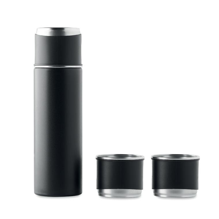 Set termos și pahare, perete dublu SHARM Negru