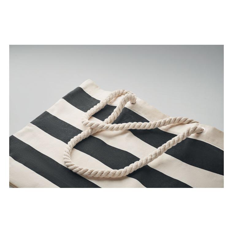 Geantă de plajă bumbac 220 gr/mp HEAVEN STRIPE Negru
