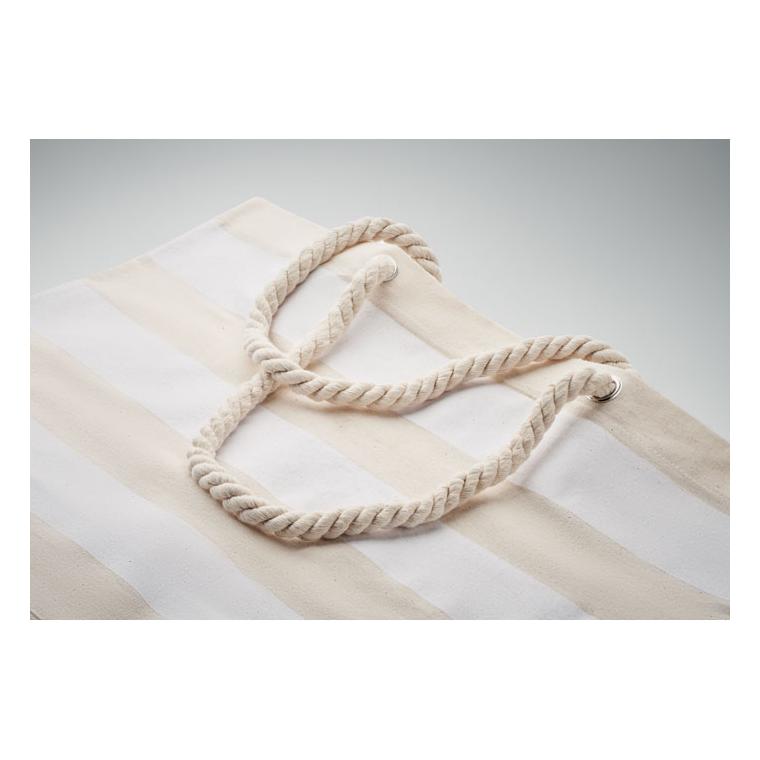 Geantă de plajă bumbac 220 gr/mp HEAVEN STRIPE Alb