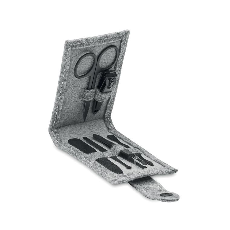 Set manichiură 6 piese, pâslă RPET NAILKIT FELT Gri