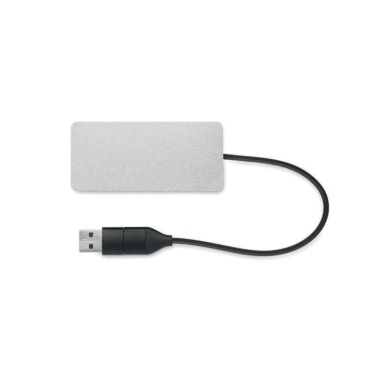 Hub USB cu 3 porturi + cablu 20 cm HUB-C Argintiu