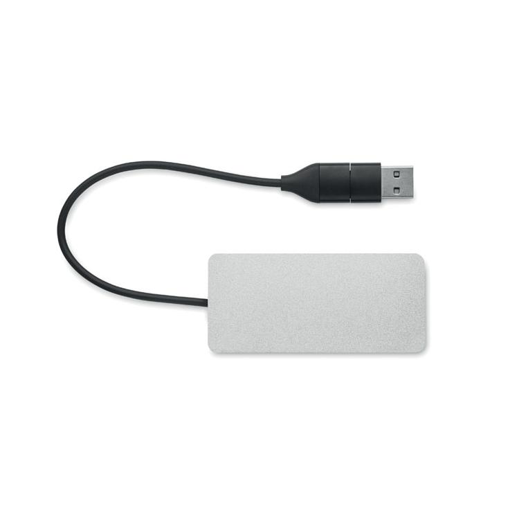 Hub USB cu 3 porturi + cablu 20 cm HUB-C Argintiu