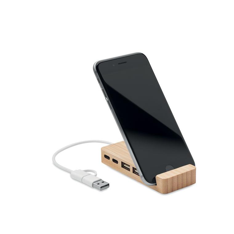 Hub USB din bambus cu 4 porturi HUBSTAND Natur