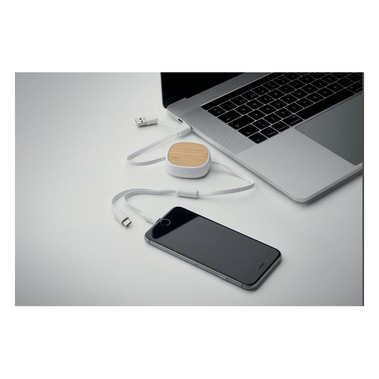 Cablu USB de încărcare retractabil TOGOBAM Alb