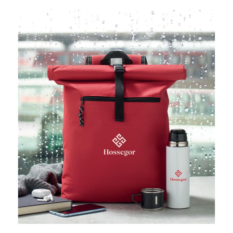 Rucsac rolltop din poliester 600D IREA Roșu