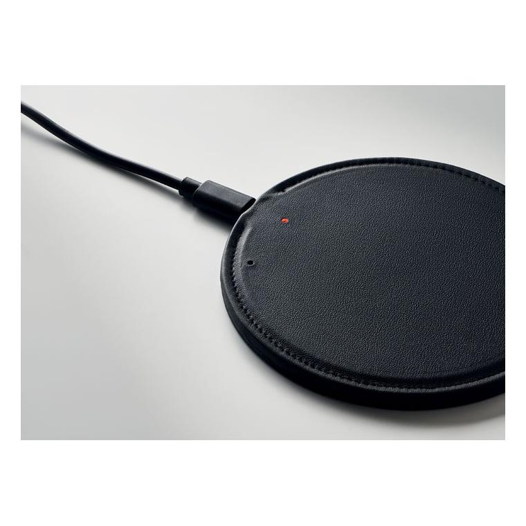 Încărcător wireless 15W, PU reciclat ALFA Negru