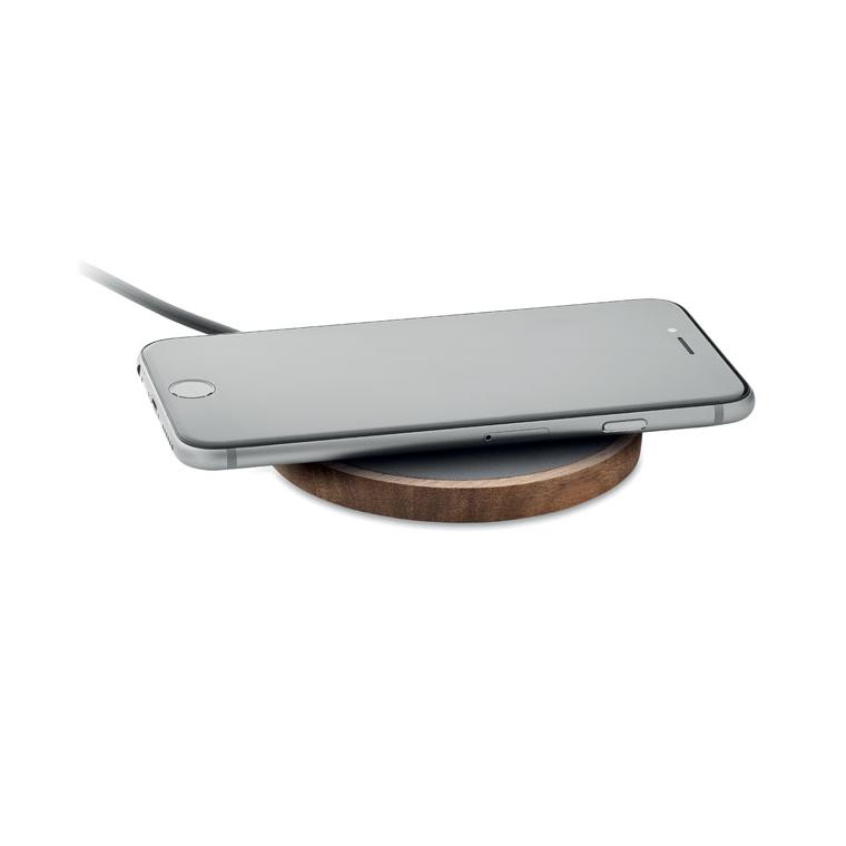 Încărcător wireless 15W din lemn de salcâm ACAWAI Negru