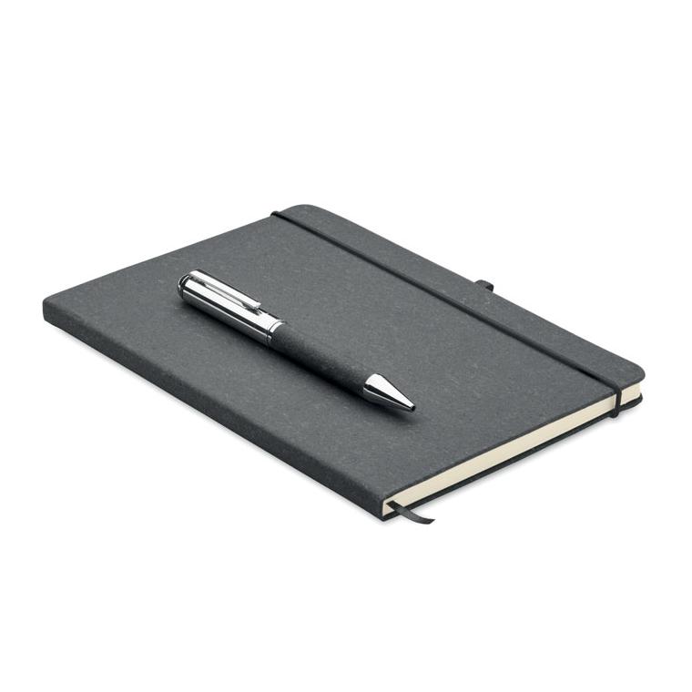 Set de caiete din piele reciclată ELEGANOTE Negru