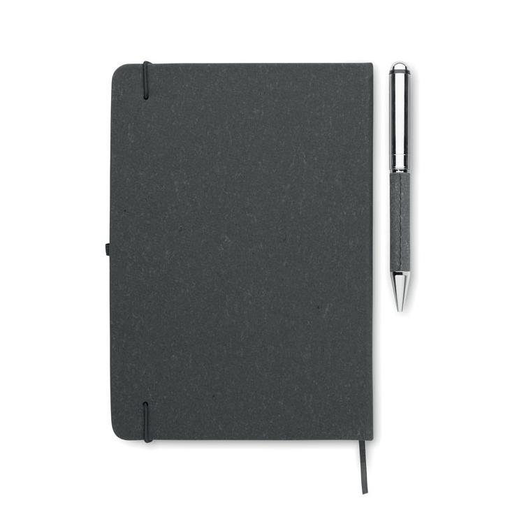 Set de caiete din piele reciclată ELEGANOTE Negru