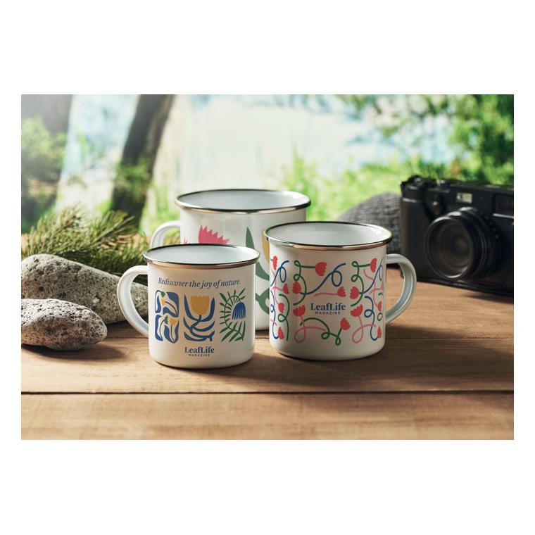 Cană emailată pentru sublimare PLATEADO S Alb