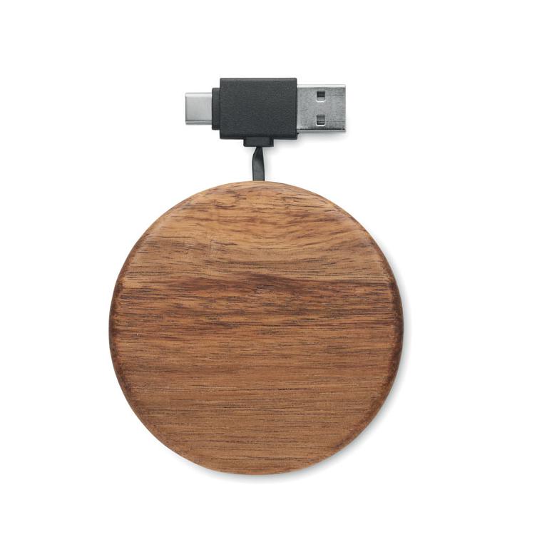 Încărcător wireless 15W din lemn de salcâm ACALESS Natur