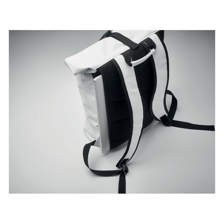 Rucsac rolltop pentru laptop PU BAI ROLL Alb