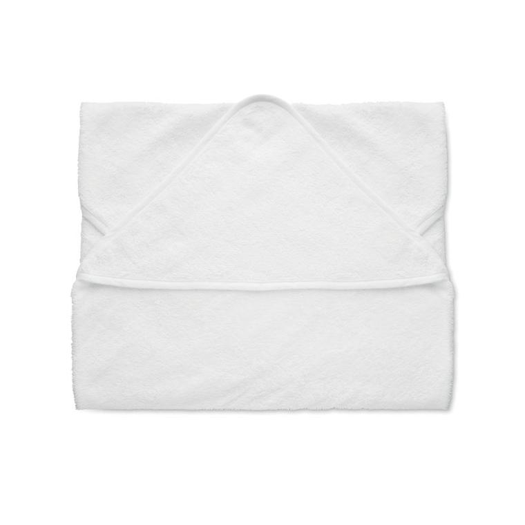 Prosop de bumbac cu glugă pentru copi HUGME Alb