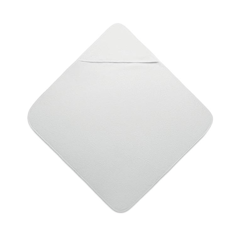 Prosop de bumbac cu glugă pentru copi HUGME Alb