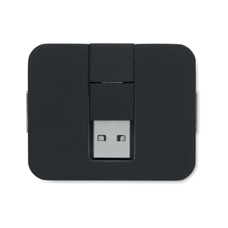 Hub USB 4 porturi + cablu 20 cm SQUARE-C Negru