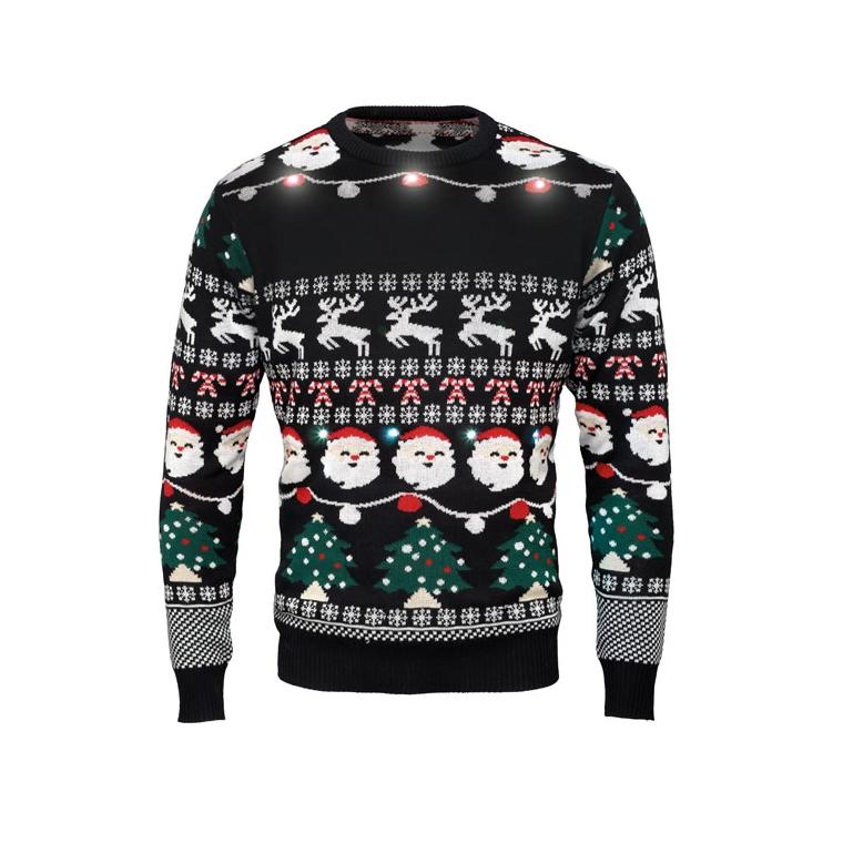 Pulover LED  Crăciun L/XL SHAMIS LARGE Negru