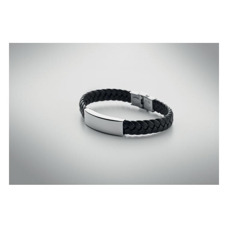 Brățară împletită piele falsă FAULET Negru