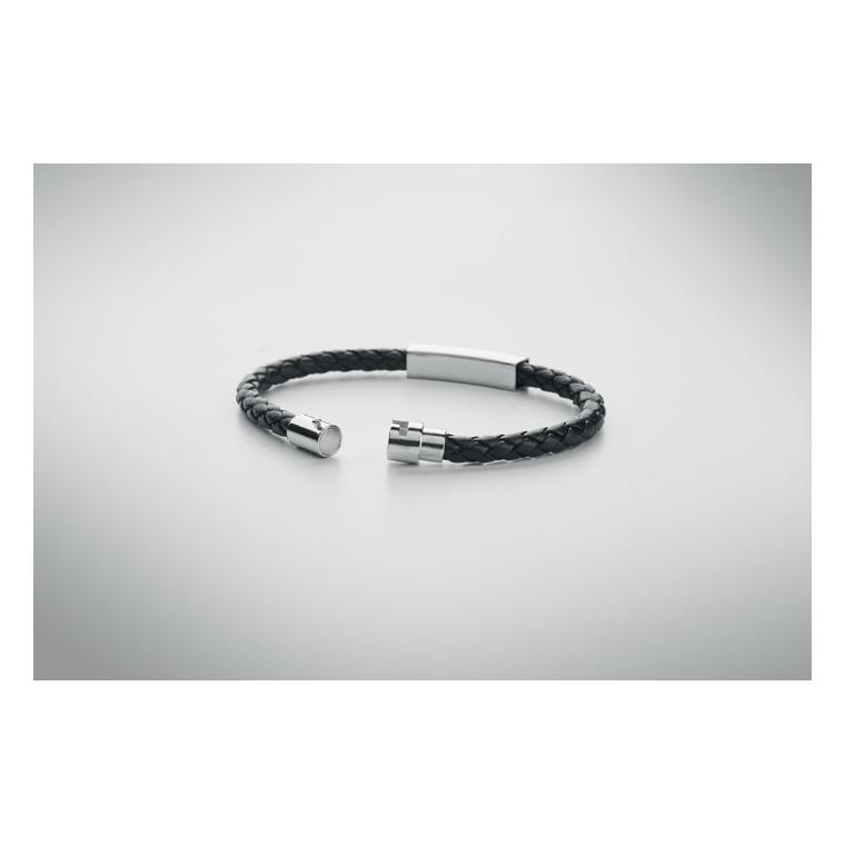 Brățară împletită piele falsă FAULETI Negru