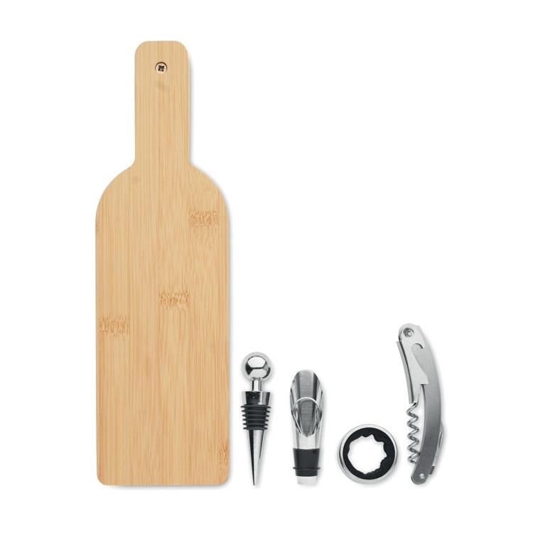 Set de vin în formă de sticlă VINOVAULT SET Natur