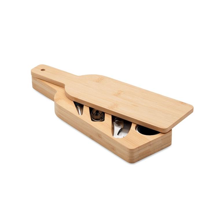 Set de vin în formă de sticlă VINOVAULT SET Natur