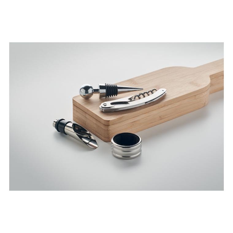 Set de vin în formă de sticlă VINOVAULT SET Natur