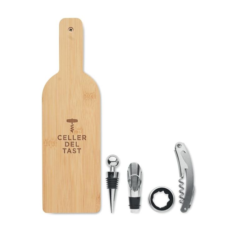 Set de vin în formă de sticlă VINOVAULT SET Natur