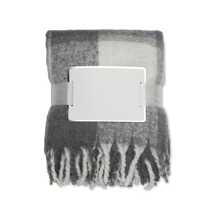 Pătură de mohair în carouri QUET Gri
