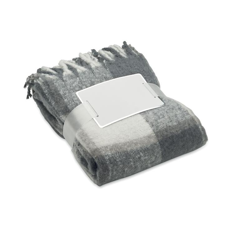 Pătură de mohair în carouri QUET Gri