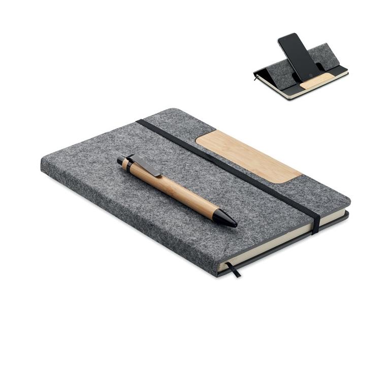 Set de notebook-uri A5 RPET NOTEMIX Gri închis