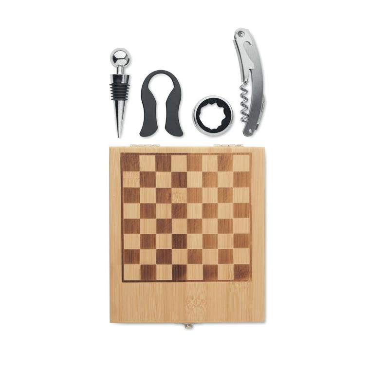Set vin cu șah CHESSET Natur