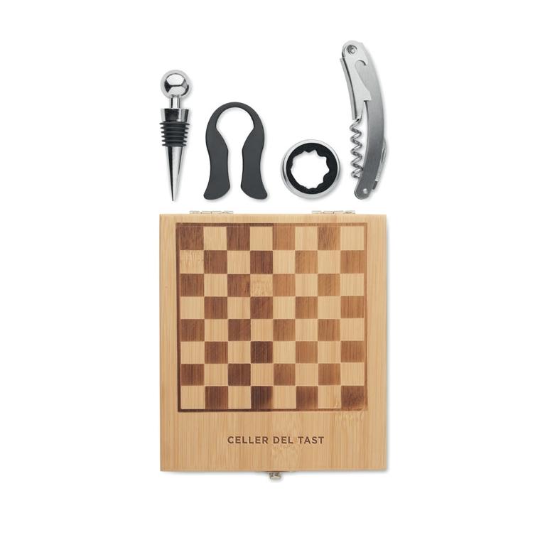 Set vin cu șah CHESSET Natur