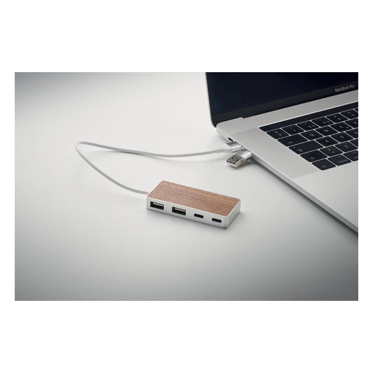 Hub USB 4 porturi 27,5 cm UBAH Natur