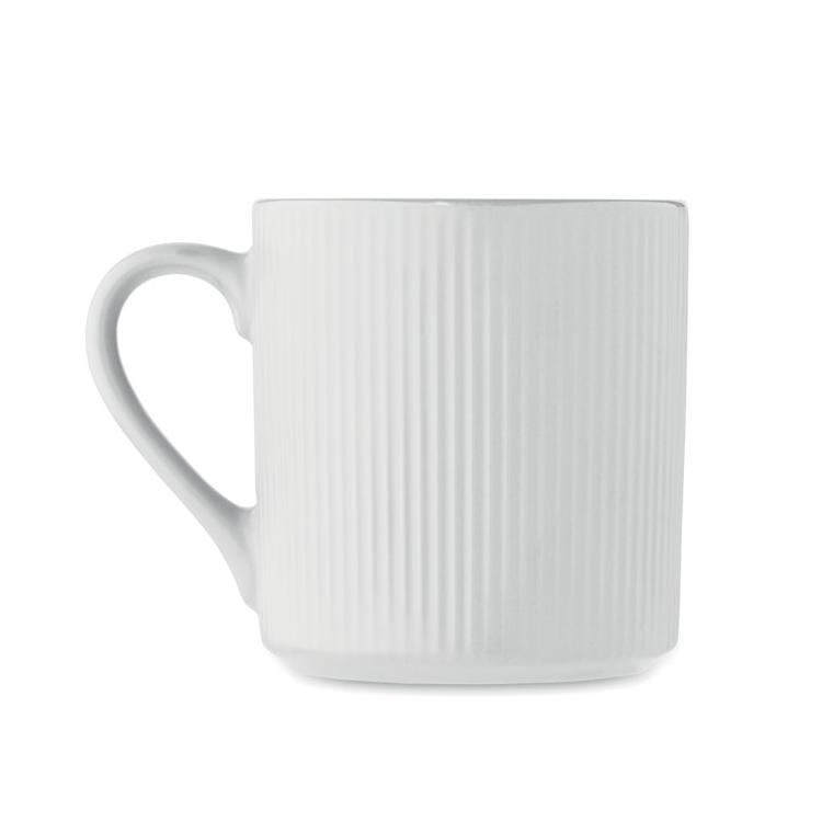Cană ceramică mată cu nervuri 340 ml RIBMUG Alb