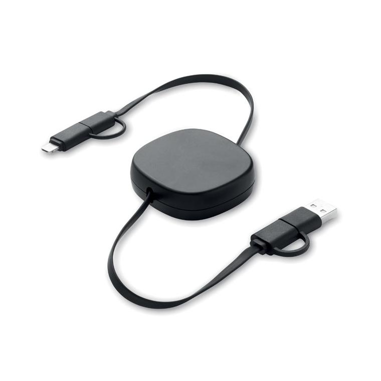 Cablu de încărcare retractabil LINEA Negru