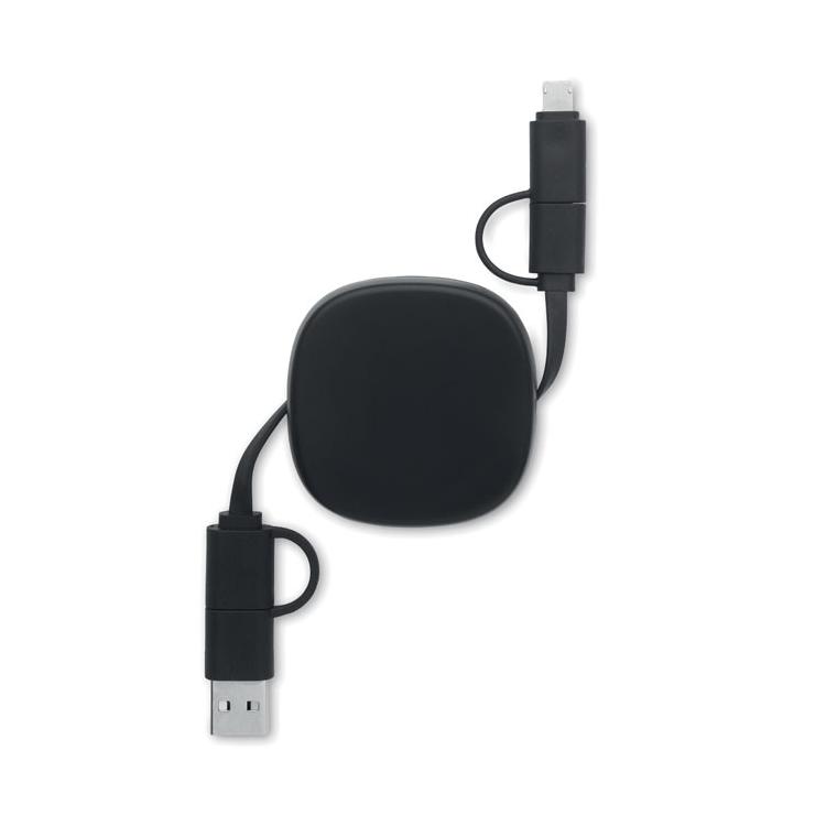 Cablu de încărcare retractabil LINEA Negru