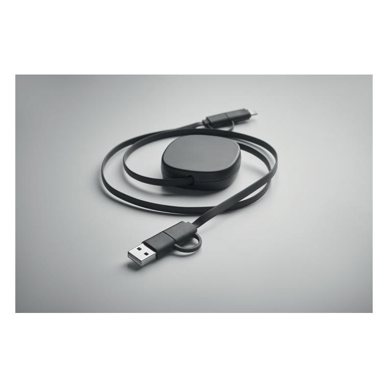 Cablu de încărcare retractabil LINEA Negru