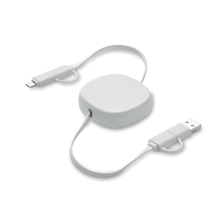 Cablu de încărcare retractabil LINEA Alb