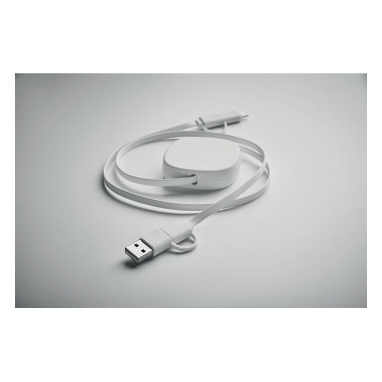 Cablu de încărcare retractabil LINEA Alb