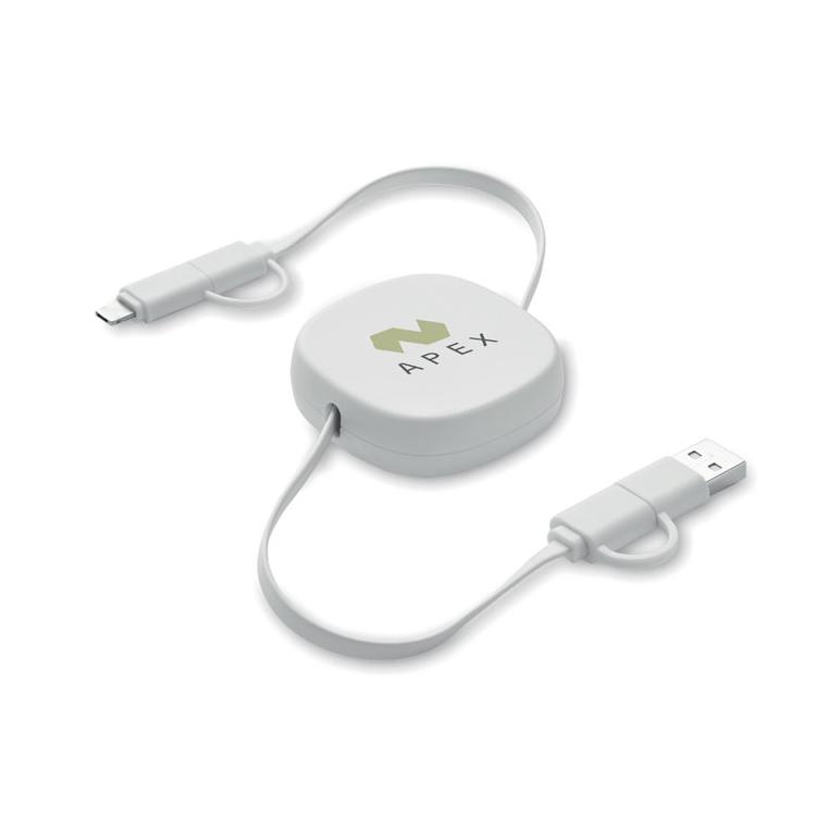 Cablu de încărcare retractabil LINEA Alb