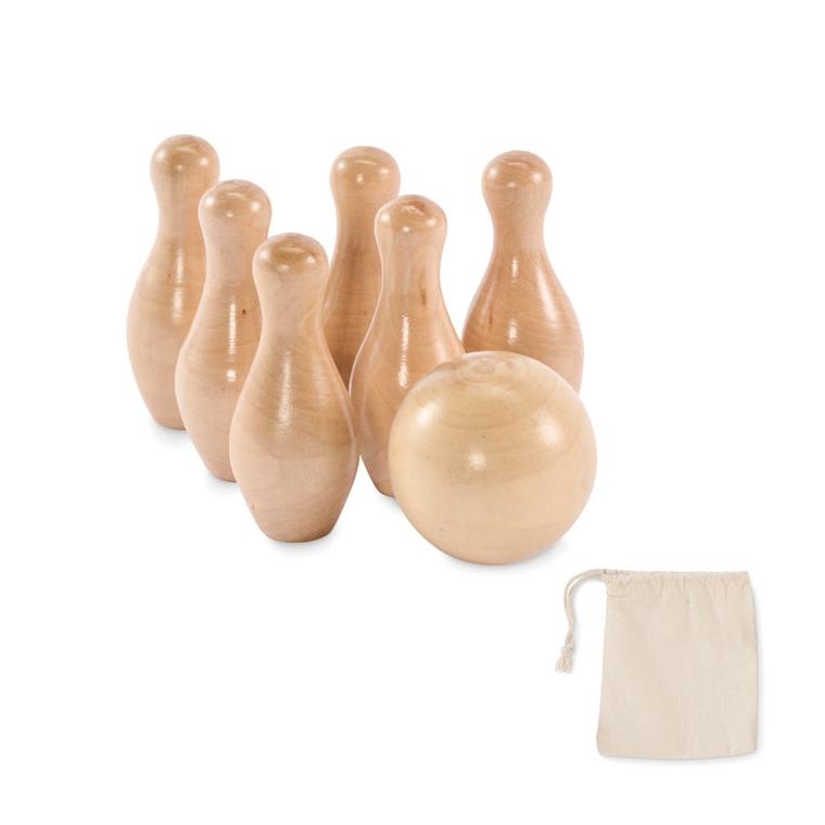 Mini set de bowling din lemn de pin BOLITO Natur